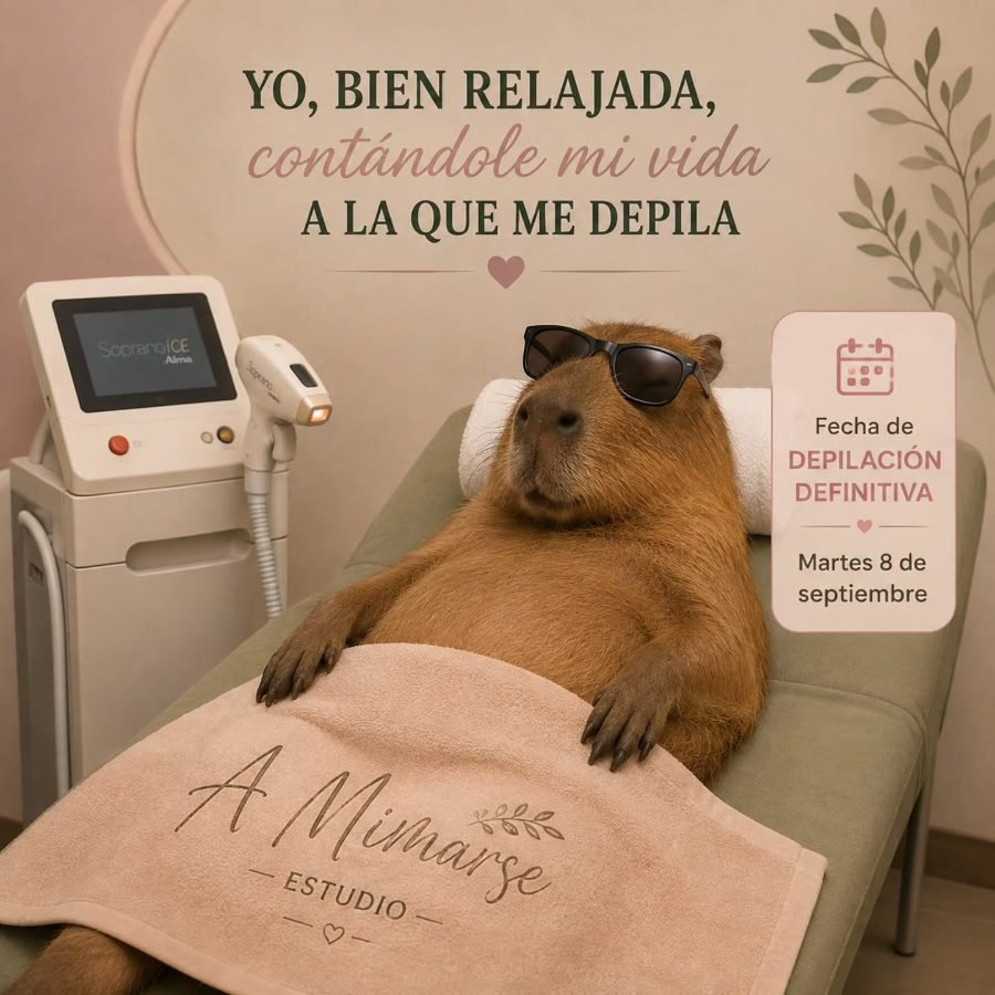 Capibara relajado sobre una toalla de A Mimarse Studio